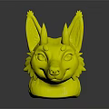 Colorful Fox Character 3D Head Model With Purple Pink Fur Blue Horns And Blue Eyes
