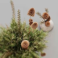Natural Style Decorative Ornament Set With Pine Branches Clay Pot And Pine Cones
