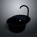 Stylish Black Kitchen Sink Furniture With Modern Faucet And Drainboard Design