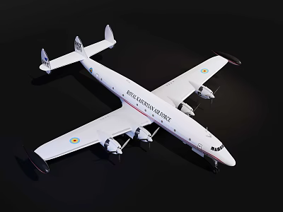 White Emergency Service Passenger Aircraft With Four Engines Twin Tail And Badge 3d model