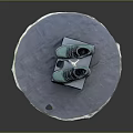 Green High Top Sports Shoes Resting On Black Box With Round Mat