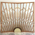 Elegant Art Deco Room Partition With Metal Frame Glass Panels And Intricate Patterns
