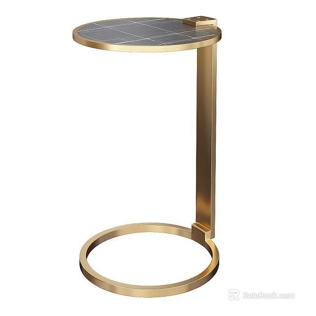 Elegant Coffee Table With Gold Metal Frame And Smooth Marble Circular Top 3d model