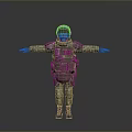 Man In Camouflage Uniform With Helmet And Gear Standing In Open Arms Pose