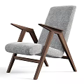 Comfortable Gray Fabric Leisure Chair With Wooden Frame Modern Minimalist Design