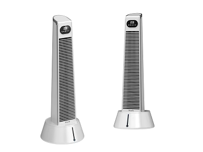 Two White Tower Fans With Digital Display For Daily Use 3d model
