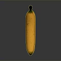 Ripe Yellow Speckled Banana With Green Stem On Dark Reflective Background
