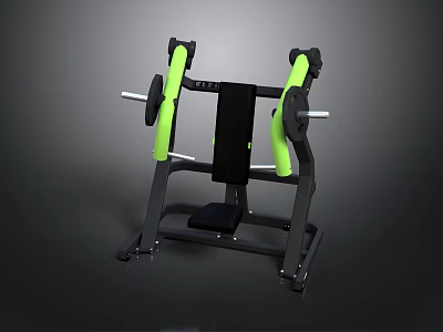 Professional Leg Press Fitness Equipment With Green Black Design And Barbell Bars 3d model