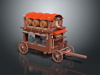 Modern Carriage Ancient Rack Car Rack Car Rack Car Trolley 3d model