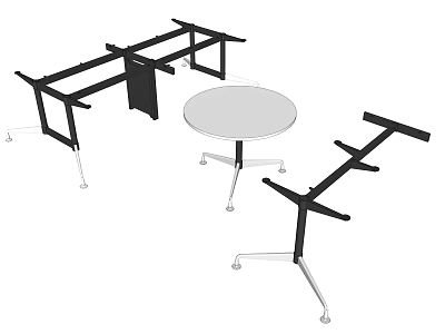 Modern Coffee Table With Black Cross Metal Frame White Top And Assembled Design 3d model