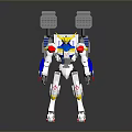 Blue Yellow And White Mecha Robot Game And Movie Character With Red Accents Square Back