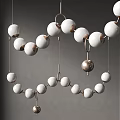 Modern Pendant Light With White Ceramic Balls And Metallic Ring Chain Design 3d model