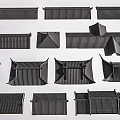 Traditional Architectural Components Featuring Various Roof Tiles And Eave Structures