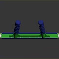 Double Handle Manual Roller Tool With Green Frame Blue Grips And Gold Roller Ends