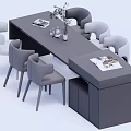Nakajima counter bar counter operating table dining table and chairs 3d model