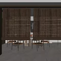 Elegant Textured Brown Venetian Blinds Decorating Modern Dining Area With Natural Light