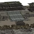 Ancient Architecture Ruined Structure With Stone Steps Traditional Roof Tiles And Collapsed Walls