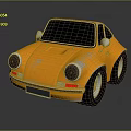 Vintage Yellow Sports Car With Classic Design Round Headlights Black Windows And Wheels