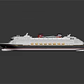 Luxury Cruise Ship With Multiple Decks Red Black Funnels And Yellow Lifeboats