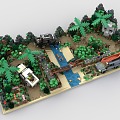 LEGO Toy Blocks Forest Scene Hunting Plants Trees Creek Rivers 3d model