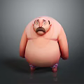 Fat Shirtless Bearded Man 3D Model With Funny Expression On Gray Background 3d model