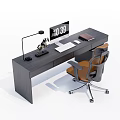 Modern Office Desk With Monitor Keyboard Mouse Desk Lamp And Office Chair