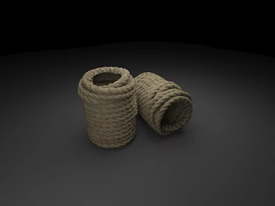 Handmade Woven Jute Rope Cylindrical Household Storage Containers 3d model