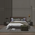 Modern background double bed simple bedding combination 3d model