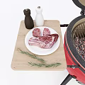 Red Commercial Barbecue Grill With Foldable Side Table And Steak Grilling Feature