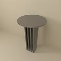 Modern Metal Side Table With Round Top And Column Legs Design