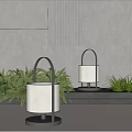 Modern Minimalist Outdoor Lights With Black Metal Frame White Linen Shade And Green Plant Background
