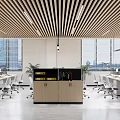Modern Public Office Area Public Office Area Computer Desk Bookcase Partition Cabinet 3d model