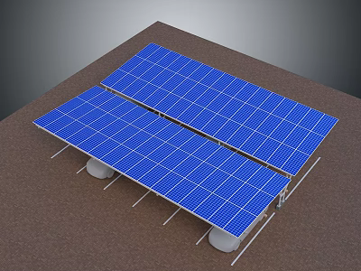 Efficient Blue Solar Panel Arrays Mounted On Ground For Computer Systems 3d model