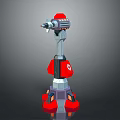 Red and Gray Mechanical Weapon 3D Model With Drill Tip And Stable Base Structure 3d model