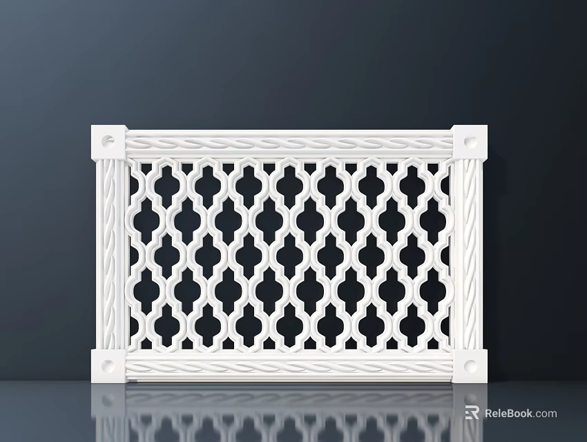 Elegant White Decorative Interior Partition With Intricate Geometric Lattice Design 3d model
