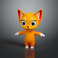 Cute Orange Cartoon Cat Character With Big Eyes And Open Arms