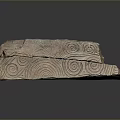 Stone Wood Carved Decorative Pieces With Spiral Patterns And Stacked Textured Design