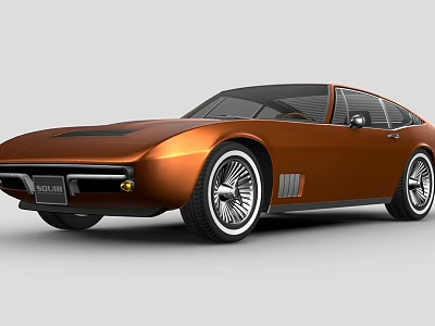 Orange Vintage Sports Coupe with Streamlined Body Silver Wheels and Unique Grille Design 3d model