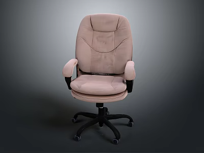 Light Pink Office Chair With Velvet Fabric Armrests And Swivel Base 3d model