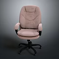 Light Pink Office Chair With Velvet Fabric Armrests And Swivel Base
