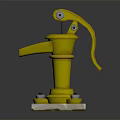 Vibrant Yellow Manual Water Pump With Sturdy White Base And Metal Parts