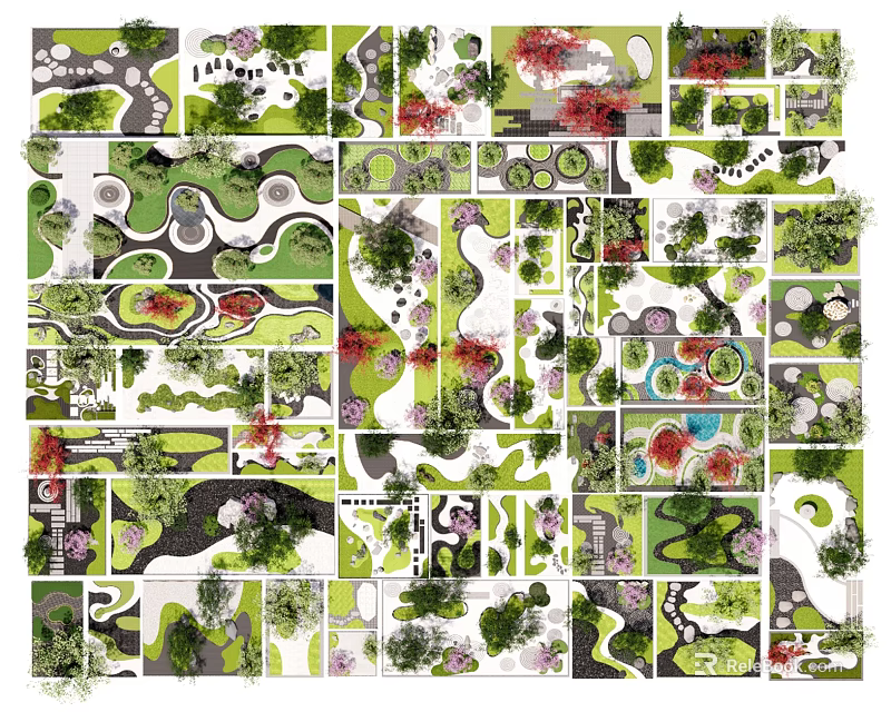 Karesansui Garden Design With Raked Sand Patterns Rock Arrangements And Zen Elements 3d model 