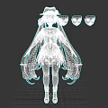 Anime Style Game Movie Character With Long Hair Hat Decorative Outfit And Multiple Face Models