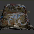 Vintage Volkswagen Beetle With Rusted Blue And Red Exterior On Gray Background