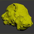 Snow Leopard Head Model With White Fur Black Spots Yellow Eyes And Pink Nose