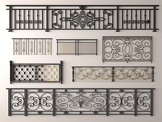 Wrought Iron Railing Fence Metal Fence Protective Fence European Railing Handrail Enclosure 3d model
