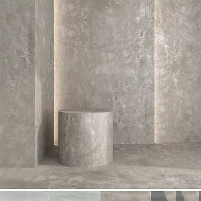 Cylindrical Concrete Component With Textured Surface And Gray Wall Background 3d model