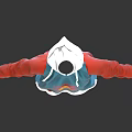 Stylish Blue Hoodie With Red Sleeves Sun Graphic And White Bottom