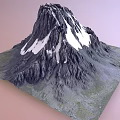 Garden Landscape Featuring Snow Capped Mountain With Black Rocky Texture And Light Purple White Sky