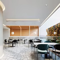 Modern Restaurant Interior With Round Tables Green Chairs And Large Windows
